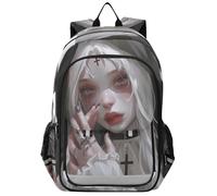 sanluoli Sac à dos pour filles enfants école primaire 8-12 : sac à livres réglable pour garçons de couleurs assorties - Evil Nun White
