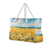 sanluoli Sac fourre-tout de grande capacité avec poches latérales Motif champ de tournesol sous la lumière du soleil