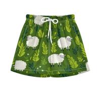 sanluoli Short de bain pour garçon avec doublure, Agneaux verts de jardin, 8 ans
