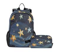 sanluoli Stars Twinkling in The Dark Sky Sac à dos d'école avec sac à déjeuner Sac à dos pour filles de 8 à 10 ans