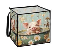 sanluoli Sweet Pet Pig Paniers de baignoire rétro pour livres pliables en tissu 33 x 33 x 33 cm