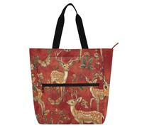 sanluoli Sweet Sika Sac fourre-tout léger avec poignées à fermeture éclair pour enfants, étudiants, adultes, motif cerf rouge gothique