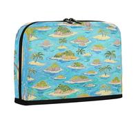 sanluoli Trousse à crayons de grande capacité avec fermeture éclair pour adolescents et garçons, voyage, île d'été, peinture artistique bleue