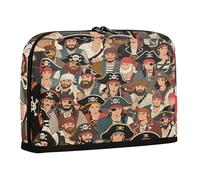 sanluoli Trousse à crayons de grande capacité multi-usages pour infirmière, fournitures scolaires, pirates de dessin animé rétro