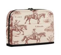 sanluoli Trousse à crayons de grande capacité multifonction pour université, étudiant, collège, vintage, cow-boy, cheval, beige