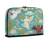 sanluoli Trousse à crayons de grande capacité pour adultes, école, peinture, ange bleu, démon