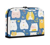 sanluoli Trousse à crayons de grande capacité - Sac de rangement vertical pour femme - Fournitures scolaires - Mr & Mrs Bear - Bleu pêche