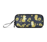 sanluoli Trousse à crayons en nylon avec fermeture éclair - Motif écureuil noisette, vert citron et bleu marine