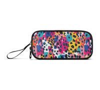 sanluoli Trousse à crayons en nylon avec imprimé animal coloré guépard - Grande capacité - Pour adolescents - Organiseur de papeterie pour écoliers et hommes