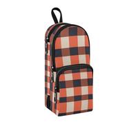 sanluoli Trousse à crayons en nylon orange obsidienne vichy à 3 compartiments pour enfants et études et trousse multifonction pour papeterie universitaire pour homme université 1600 ml