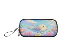 sanluoli Trousse à crayons noire et rouge pour le Nouvel An, oiseaux et fleurs, en nylon, grande capacité, avec fermeture éclair, pour écolier