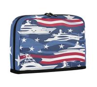 sanluoli Trousse de rangement pour crayons de grande capacité - Trousse de maquillage robuste pour enfants - Fournitures scolaires - Drapeau Yacht2 - 4 juillet - Jour de l'indépendance