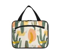 sanluoli Trousse de toilette de voyage à suspendre avec crochet, sac de voyage portable de style bohème pour maquillage de voyage, toilette maletín para maquillaje, Cactus abstrait bohème