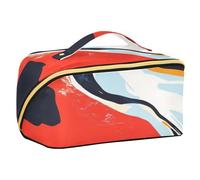 sanluoli Trousse de toilette vintage motif marbre rouge et noir avec séparateurs élégants pour femme Accessoires de voyage