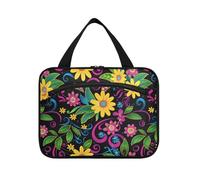 sanluoli Trousse de toilette vintage noire à suspendre avec crochet, trousse de maquillage tendance pour les voyages, les femmes, les vacances, bolso de para mujer, Marguerite vintage noire