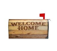 sanluoli Welcome Home - Housse de boîte aux lettres magnétique décorative avec motif vieux bois pour Noël, 52,8 x 64,5 cm