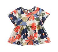 Sanlutoz Coton Bébé Fille Robes Fleur Manche Courte Bambin Plage Vêtements Vacances (6-12 Mois, BDS9055)