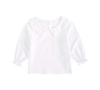 Sanlutoz Mode Bébé Filles Manche Longue T-shirts Coton Nouveau Née Filles L'automne Blanc Vêtements (2-3 ans, BTS9015-L)