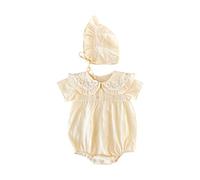 Sanlutoz Princesse Floral Nouveau née Bébé Les filles Bodys Coton Été Manche courte Les filles Vêtements Mignonne avec chapeau (BRS2203, 0-6 mois)