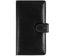 Sanlykate Étui de chéquier pour chèques en double et registre avec emplacement pour stylo, blocage RFID en cuir synthétique standard, porte-cartes pour chèques supérieurs et latéraux, séparateur gratuit, noir, 6.8 × 3.6 in, Style portefeuille