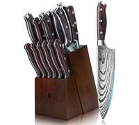 SANMEIHO Ensemble de Couteaux, 16 PCS Ensemble de Couteaux de Cuisine en Acier Inoxydable Allemand pour la Cuisine avec Bloc, Set de Couteaux de Chef Professionnel Ultra-tranchant avec Aiguiseur