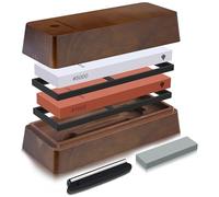 SANMEIHO Pierre à Aiguiser Japonaise avec Boîte de Rangement, Kit d’Aiguiseur de Couteaux Grain 1000/5000, Base Antidérapante, Guide d’Angle et Pierre de Nivellement pour Couteaux de Cuisine et Outils