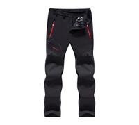 SANMIO Pantalon Randonnee Homme Ski Pantalon Randonnée Softshell Thermique Coupe-Vent Hiver Pantalones de Montagne Neige Escalade Travail Noir avec Polaire XXL