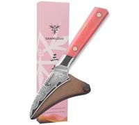 SANMUZUO Couteau d'office 9 cm, couteau à éplucher professionnel, acier Damas ultra tranchant avec manche en résine pleine soie, série SHENG