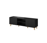 Sanna - meuble TV - 2 portes et 2 niches - 150 cm - Noir