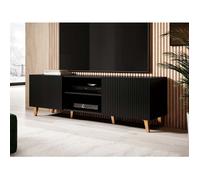 Sanna - meuble TV - 2 portes et 2 niches - 150 cm - Noir Noir G