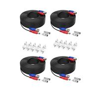 SANNCE 30m Câble de Video DC Power Connecteur BNC Vidéo 4pcs pour CCTV Caméra DVR Noir