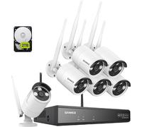 SANNCE Caméra de surveillance 5MP Wifi, audio bidirectionnel, vision nocturne jusqu'à 30 mètres ,6 pièces 2TB
