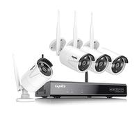 SANNCE Kit Caméra de Surveillance sans Fil NVR 5 MP 8 CH sans Fil + 4 x 3 MP Caméra de Surveillance Extérieure sans Disque Dur AI Human Detection IP66 étanche Compatible Amazon Alexa