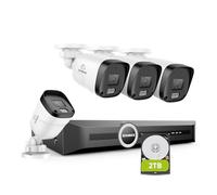 SANNCE Kit de caméras de Surveillance PoE 8 canaux 5 MP avec NVR, caméras étanches 3 MP, détection de Mouvement, Alarme Via Application, Vision Nocturne Couleur (4 Caméras + NVR + Disque Dur de 2 to)