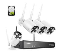 SANNCE Kit Système Surveillance 8CH 5MP NVR avec 2TB, 4 x 3MP WiFi Caméras Kit de Surveillance sans fil IP66 Intérieures et Extérieures
