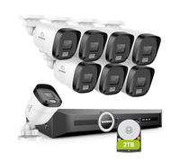 SANNCE Système de caméras de Surveillance CCTV PoE 8 canaux, Enregistreur vidéo réseau 6MP 8CH avec 8 caméras IP extérieures 3MP, Vision Nocturne en Couleur intégrale, Enregistrement Audio, 2To HDD
