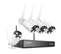 SANNCE Système de Caméras de Surveillance sans Fil CCTV 8 Canaux 5MP NVR avec 4 Caméras IP de Sécurité Extérieures 3MP pour la Maison, Compatible avec Alexa, Détection de Mouvement, sans Disque Dur
