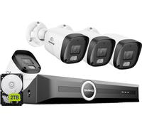 SANNCE Système de surveillance pour la maison, caméras IR 3MP, vision nocturne jusqu'à 30 mètres, 2TB