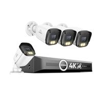 SANNCE Système d'enregistrement de Surveillance PoE 4K, 8MP 8 Canaux NVR sans Disque Dur, 4 Caméras Extérieures, Détection Humaine/Véhicule, Vision Nocturne Couleur