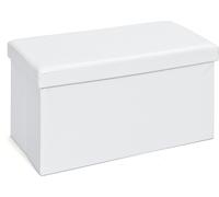 Sanne Tabouret-Boîte de rangement, pliable avec couvercle, blanc.