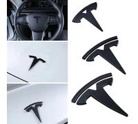 SANNITOU Auto Emblème Logo pour Tesla Model 3 Y,Voiture Avant Pare-Chocs Arrière Tronc Emblème Autocollant Accessoiresde Style Voiture,3-Black