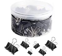 SANNIX 100 Pièces Pinces à documents 15-51mm Pinces à Double Clip Noir Boîte de Pinces à Papier Multi-fonctions Binder Clips Fournitures de Bureau pour Notes,Papier à Lettre, Maison, école