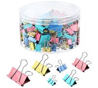 SANNIX 110 Pièces Pince Double Clip, Pinces à Papier pour Document, Fournitures de Bureau, 6 Tailles Assorties, Colorées