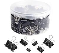 SANNIX 110 Pièces Pinces à documents 15-51mm Pinces à Double Clip Noir Boîte de Pinces à Papier Multi-fonctions Binder Clips Fournitures de Bureau pour Notes,Papier à Lettre, Maison, école