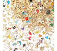 SANNIX 400Pcs Breloques Creation Bijoux Pendentifs en Émail Doré pour Bijoux, Bracelets, Colliers, Boucles d'Oreilles 14 cm Alliage sans Pierres Précieuses