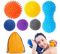 SANNIX Balles de Massage Lot de 6 Balles à Picots Anti-stress Réflexologie Massage de Trigger Point pour le dos Jambes Pieds Mains
