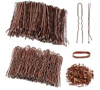 SANNIX Épingles à Cheveux, SANNIX 200 Pièces Bobby Pins et Epingle Cheveux Femme en Forme de U 5 cm et 100 Pièces Bandes de Cheveux avec Boîte(Brun)