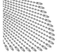SANNIX Lot de 100 chaînes de perles à boules, chaîne en métal pour plaque d'identité chien, porte-clés avec connecteurs de 12 cm (argent)