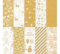 SANNIX Lot de 100 feuilles de papier de soie doré et blanc avec élan, sapin de Noël, flocons de neige, papier cadeau en vrac pour emballage cadeau, loisirs créatifs, anniversaire, Noël, remise de