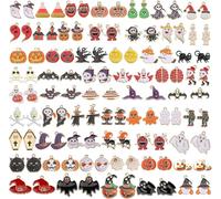 SANNIX Lot de 110 pièces 55 paires breloques d'Halloween en émail doré pendentifs bijoux pour boucles d'oreilles Halloween, bracelets, colliers, travaux manuels